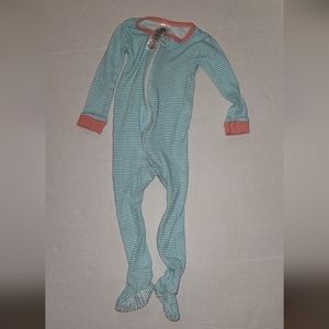 Gerber footie sleeper aqua pink zippered zipper horizontal stripes pajamas pjs